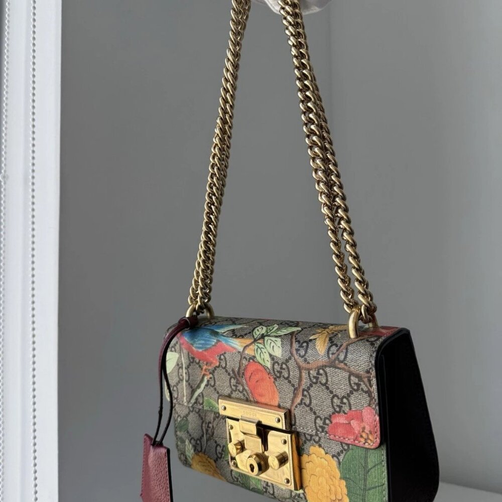 Gucci Padlock Shoulder Bag Tian Print GG Coated Canvas Small - Picture 3 of 16